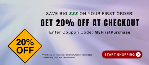 Get 20% off your first toner purchase with coupon code MyFirstPurchase