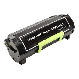 A Lexmark toner cartridge, model S6F1H00, in a black plastic housing with a bright green handle and white printed text on the top surface, set against a plain white background.